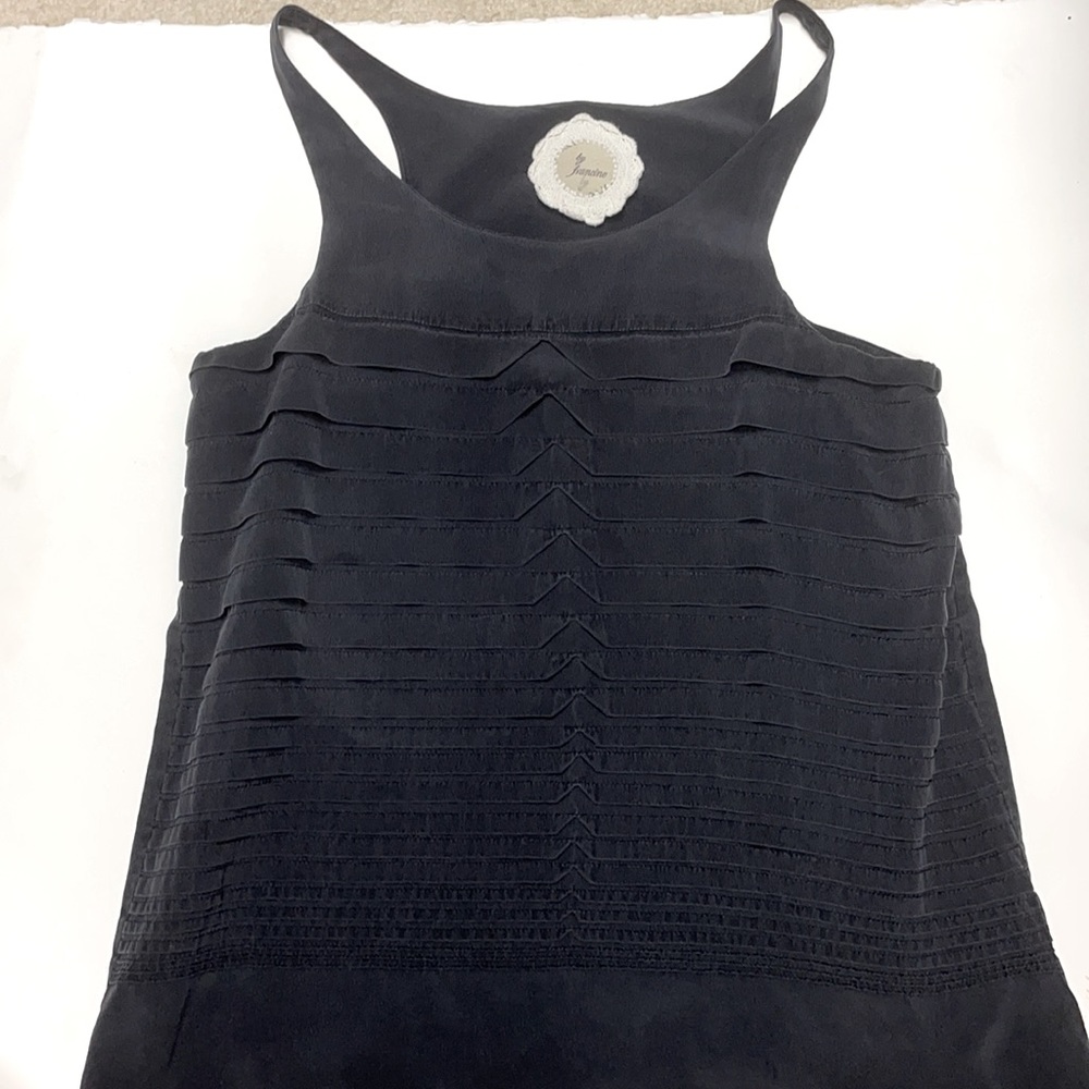 Black silk tank top